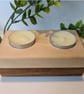 Ash and Mahogany double tea light holder 