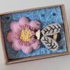 Matchbox with felt bee and flower diorama