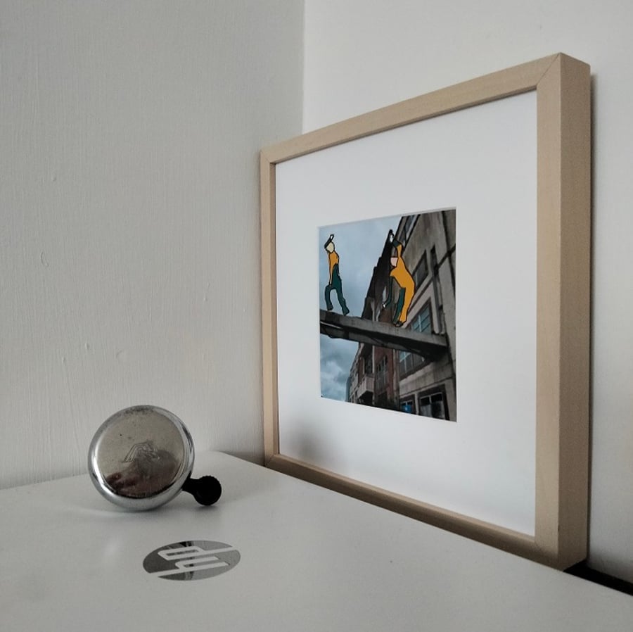 A framed and mounted print of my original artwork (High Walking)