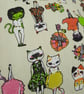 Crazy cats 16" cushion cover with pink bobble trim, free uk delivery.    - Image 9