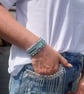 Boho Denim mermaid  sequin  bracelet cuff  - Image 8