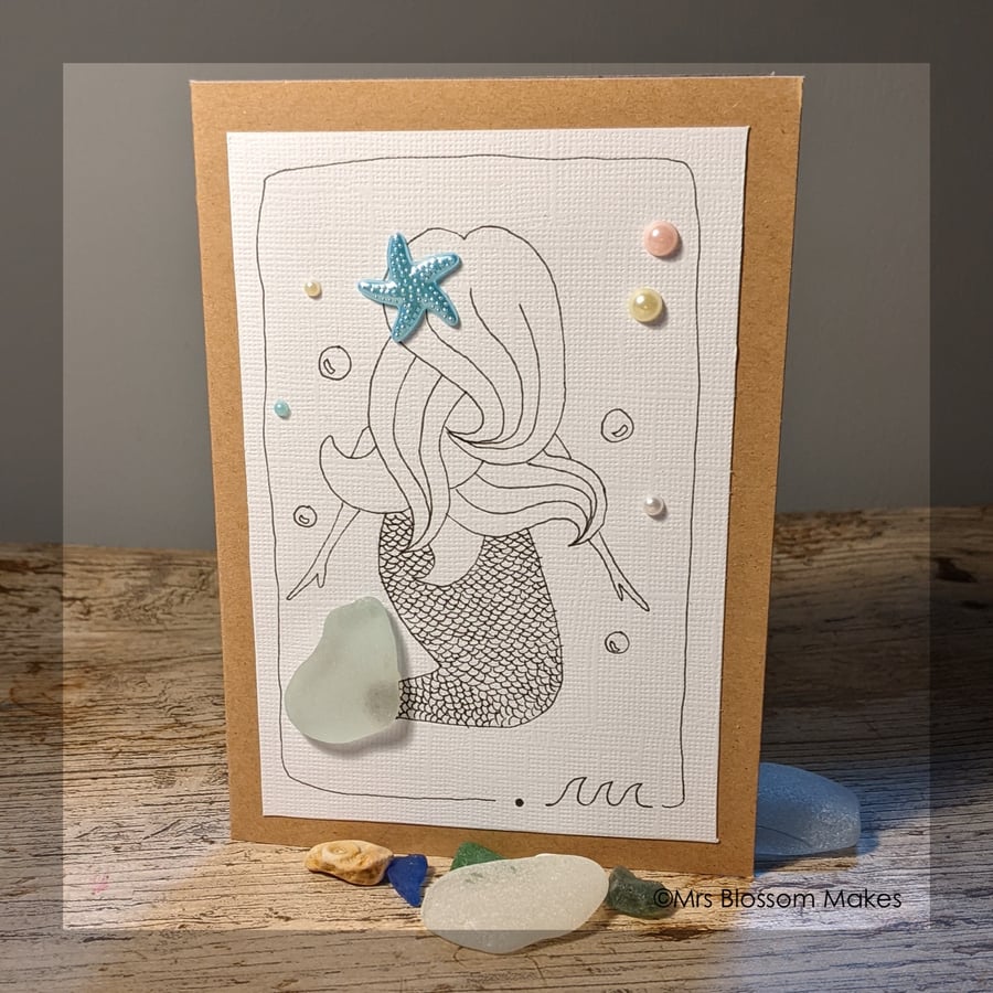 Sea Glass Card - Mermaid