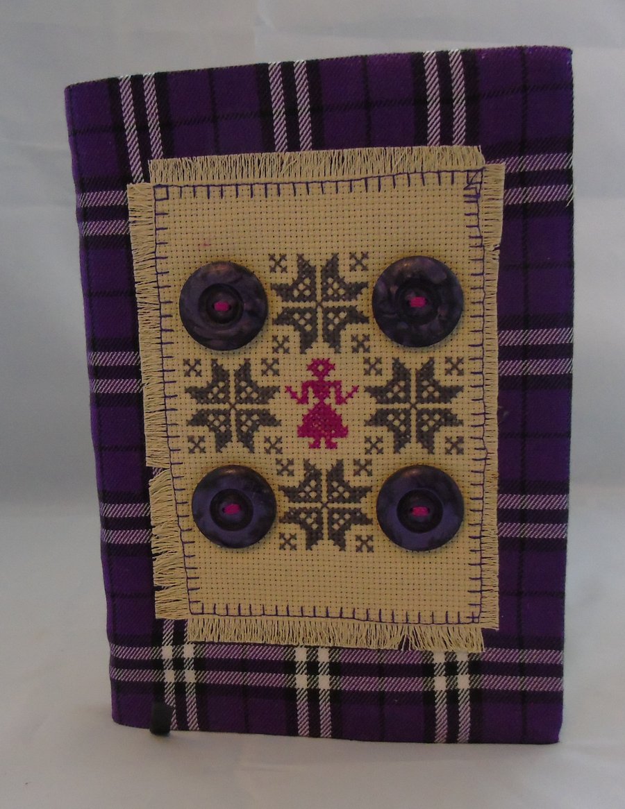 A5 Purple Tartan Removable Notebook Cover