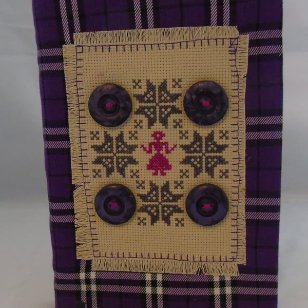A5 Purple Tartan Removable Notebook Cover