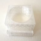 Frosted clear tea light display stand for fused glass panel - 4mm slot