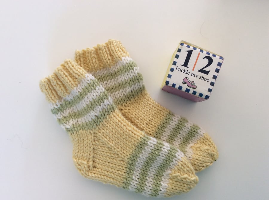 Hand knitted Cashmere Blend Baby Socks 3-6 Months 