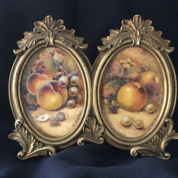 Worcester Fruit . Original Watercolour Paintings . Framed Double 