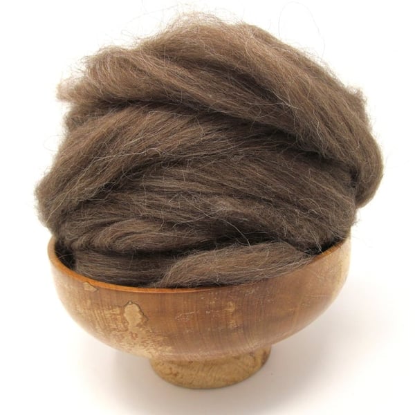 Brown Icelandic Combed Wool Top 100g