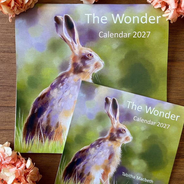 2027 Nature Art Calendar - LARGE wall calendar, wildlife illustrations