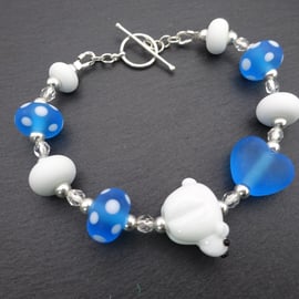 lampwork glass polar bear bracelet