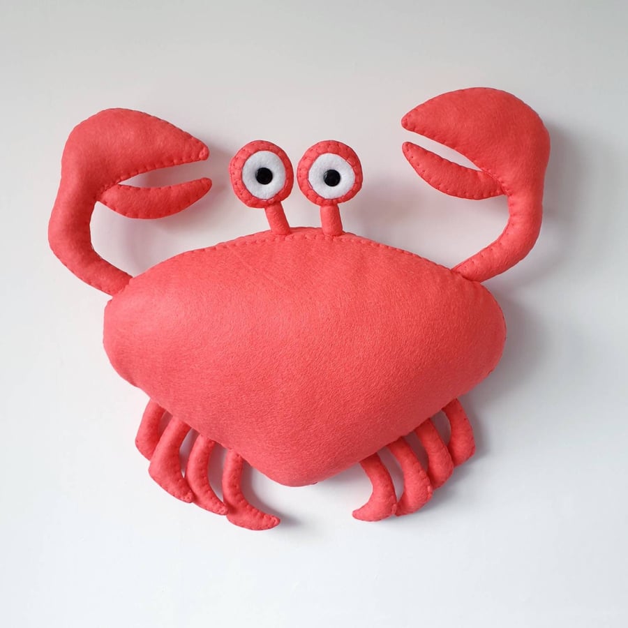 CRAB - Felt Faux Taxidermy - Wall Mounted Animal Head