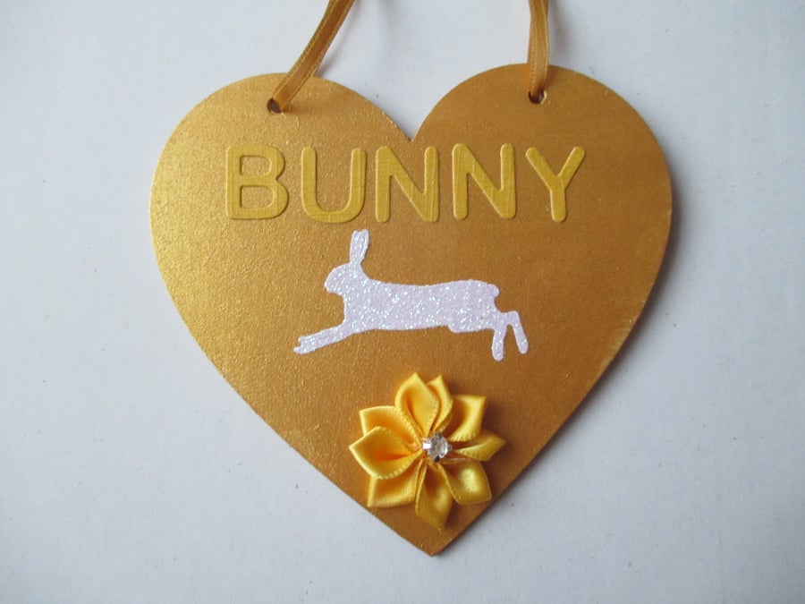 Bunny Rabbit Love Heart Hanging Decorations Valentine Day Gift Flower Gold 