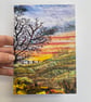 Sunrise over a hill with tree printed card. - Image 2