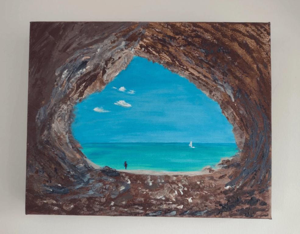 Stunning Painting Sea Heart Acrylics on Cnvas