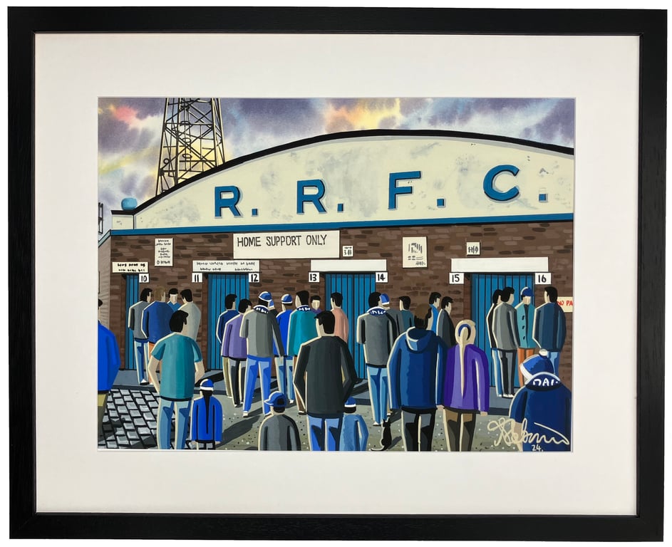 Raith Rovers, Retro Starks Park Football Stadium Art Print 20" x 16" Frame Size