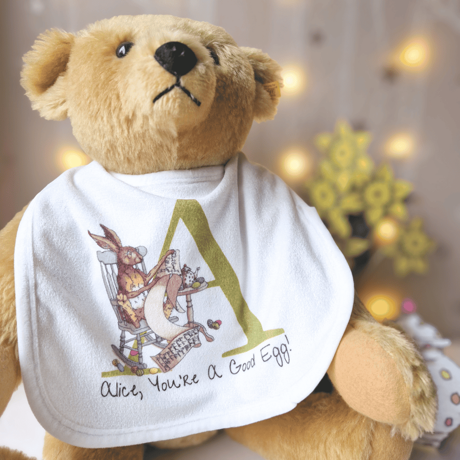 Personalised Easter Hare Baby Bib