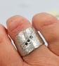 Handmade Sterling Silver Ring – Black Cubic Zirconia Ring - Size O - Image 3
