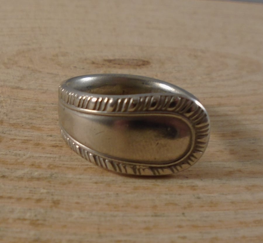 Upcycled Silver Plated Feather Spoon Handle Ring SPR101912