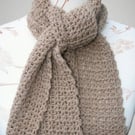Beautiful Taupe Crocheted Scarf - Luxury Alpaca Scarf - Indoor Scarf