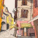 Malcesine Lake Garda Print - Italian Street Illustration - Gelateria Wall Art