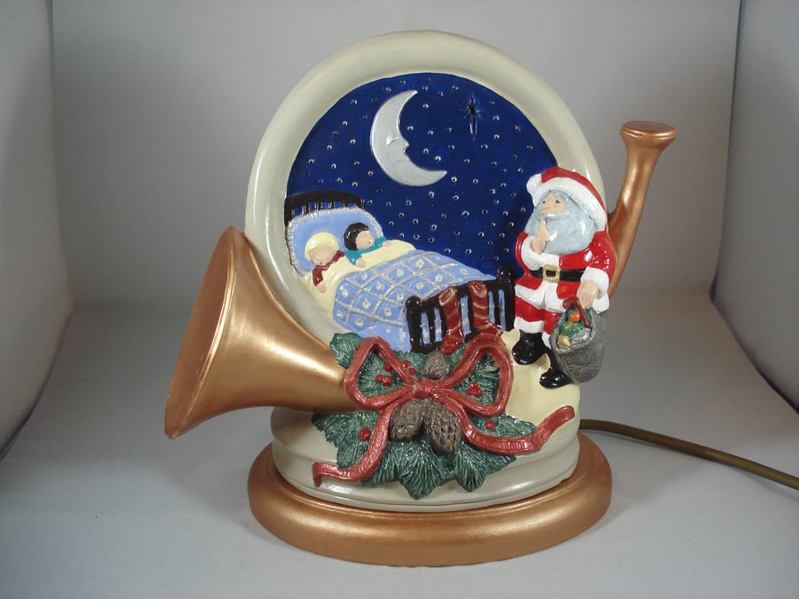 Ceramic Xmas Christmas Handmade LED Table Lamp Light Ornament Decoration.       