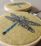 Dragonfly embroidered mini hoop, handmade hanging decoration - Image 2