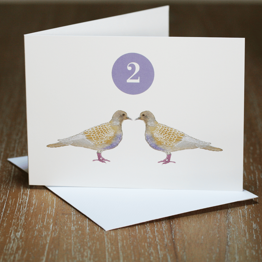 Two Turtle Doves single Christmas card