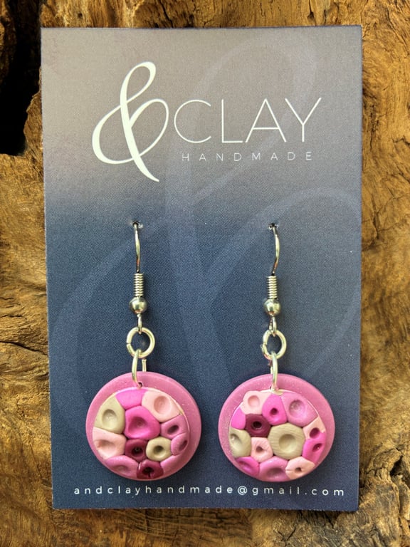 Circular Dusky Pink Earrings