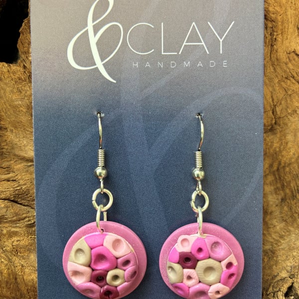 Circular Dusky Pink Earrings