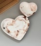 Set of 2 Blush Marbled Heart Trinket Dishes