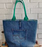Upcycled Denim Tote Bag, Analogue Bag, Shoulder Bag - Image 6