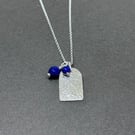 Contemporary arch silver pendant - recycled sterling silver - lapis lazuli