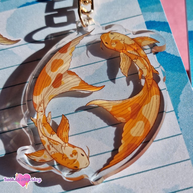 Koi Pond Keychain - Double Sided Keychain - Cute Gifts, Accessories