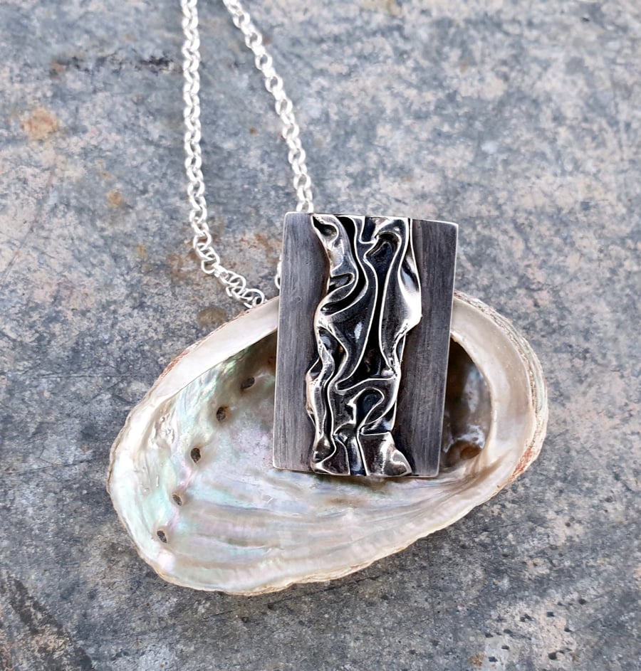 Silver beach, seaside, waves, coast flowing river pendant