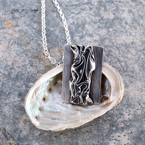 Silver beach, seaside, waves, coast flowing river pendant