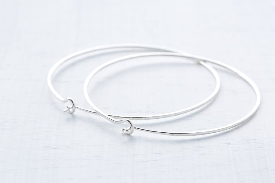 Handmade 925 Sterling Silver Large Hoop Earrings 
