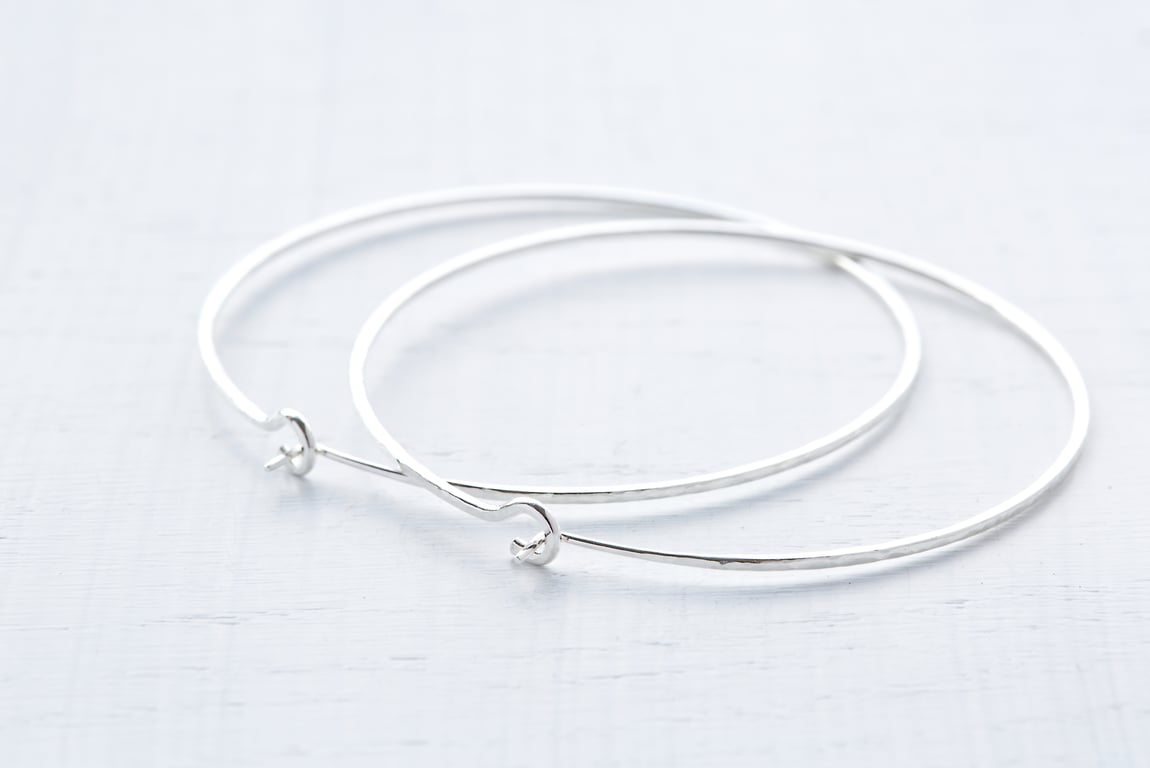 Handmade 925 Sterling Silver Large Hoop Earrings 