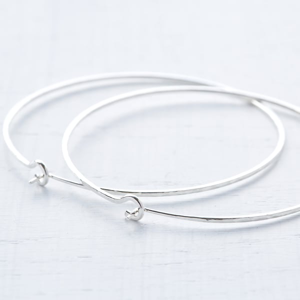 Handmade 925 Sterling Silver Large Hoop Earrings 