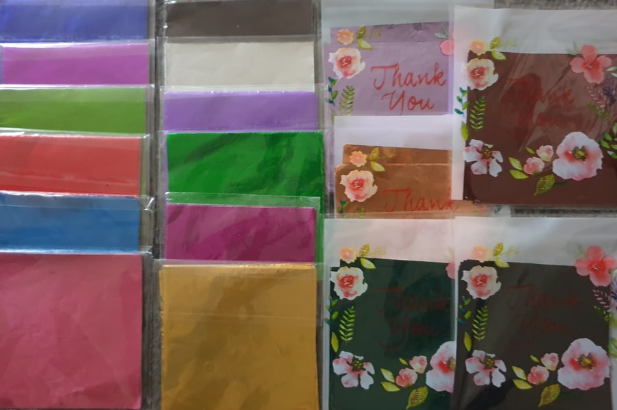 Pack of 40 Easy to Handle Foil Craft Sheets -8cms x 8 cms- Assorted Colour Mix 