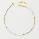 White starburst necklace - minimalist beaded necklace - gift for him and her