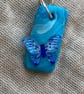 Handmade Blue Butterfly Marbled Polymer Clay Dangly Earrings - Image 2