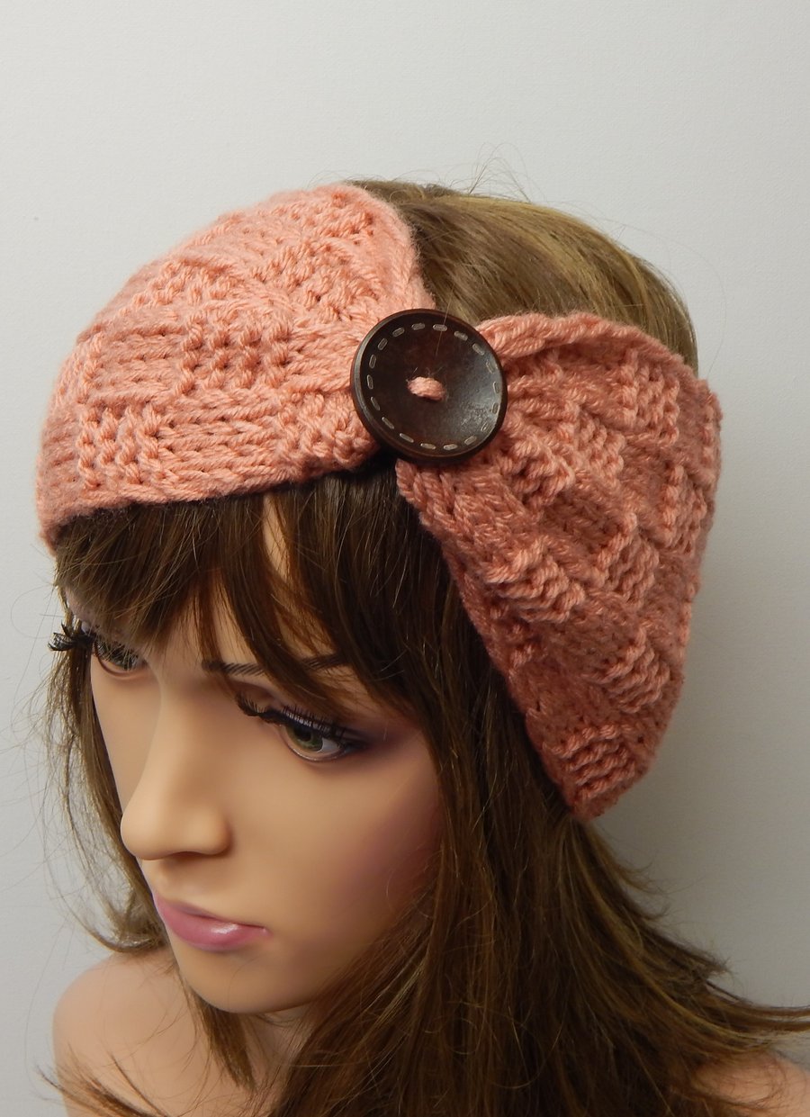 Hand knitted headband handknit head wear women retro turban headband            