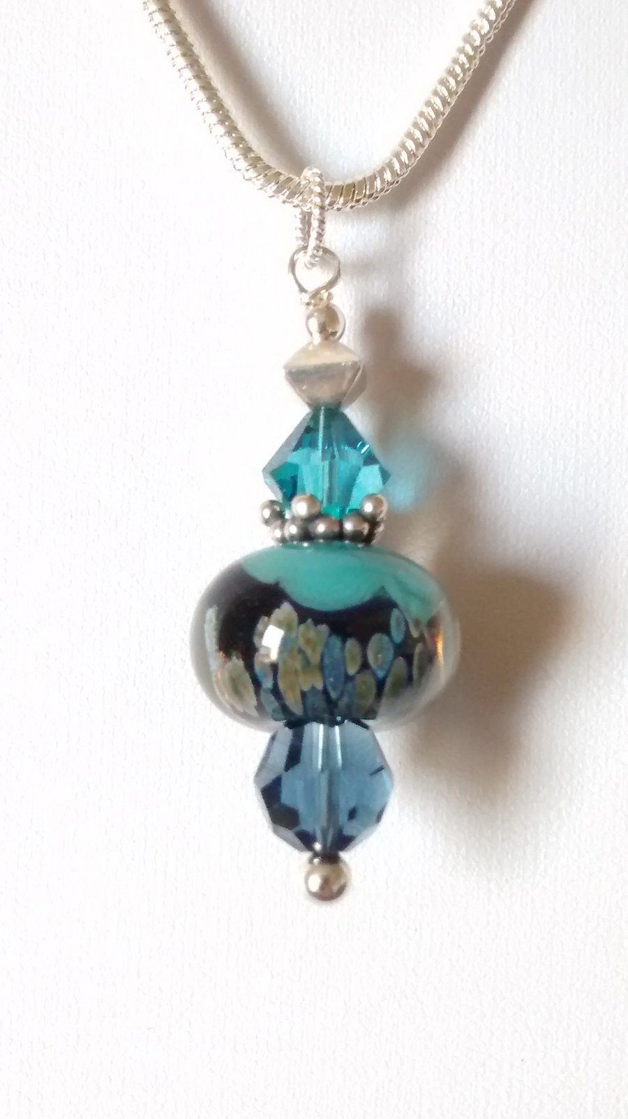  LAMPWORK  AND SWAROVSKI  PENDANT - FREE SHIPPING WORLDWIDE
