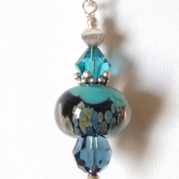  LAMPWORK  AND SWAROVSKI  PENDANT - FREE SHIPPING WORLDWIDE