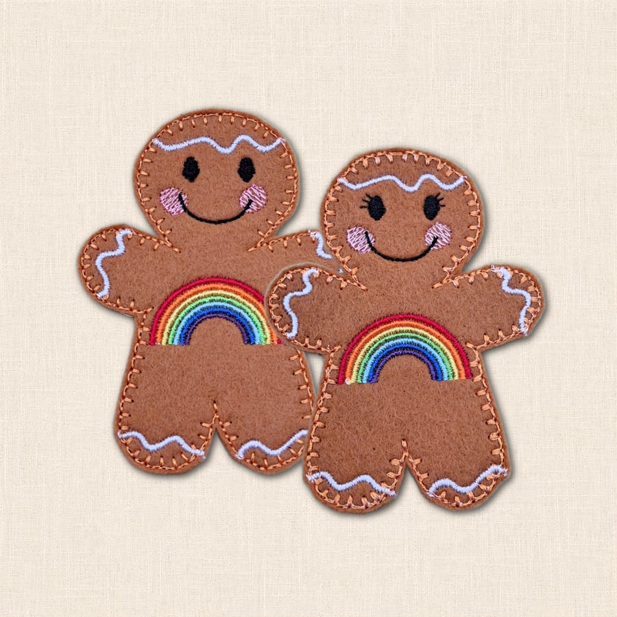 Image of Rainbow Gingerbread Decoration - Embroidered Positive Character