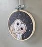 Handmade fabric Barn owl decorations, mini hoop hanging decoration, grey - Image 2