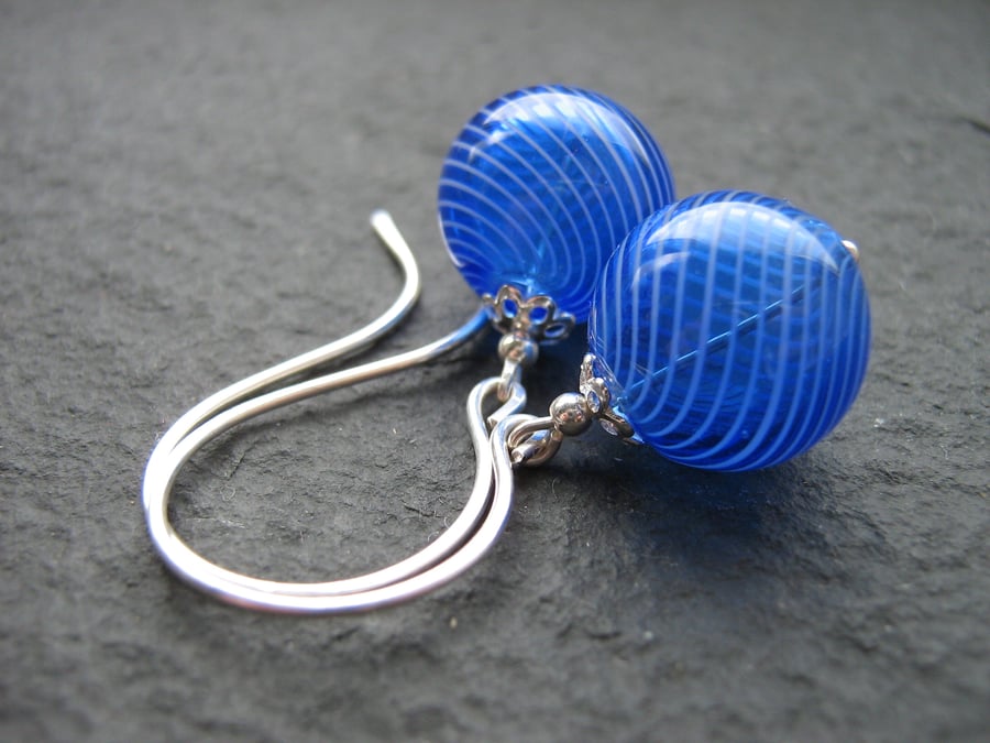 Bubble Glass Earrings - Blue