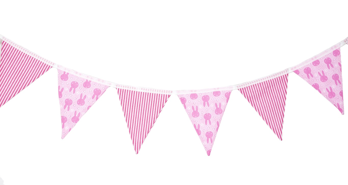 Bunting Pink Bunny Design, Nursery, Children's Bedroom, Home Decor Garland