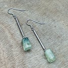 Prehnite and Sterling Silver long earrings