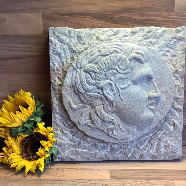 Greek Tetradrachm Alexander - Coin Stone Carving - Coin collector gift